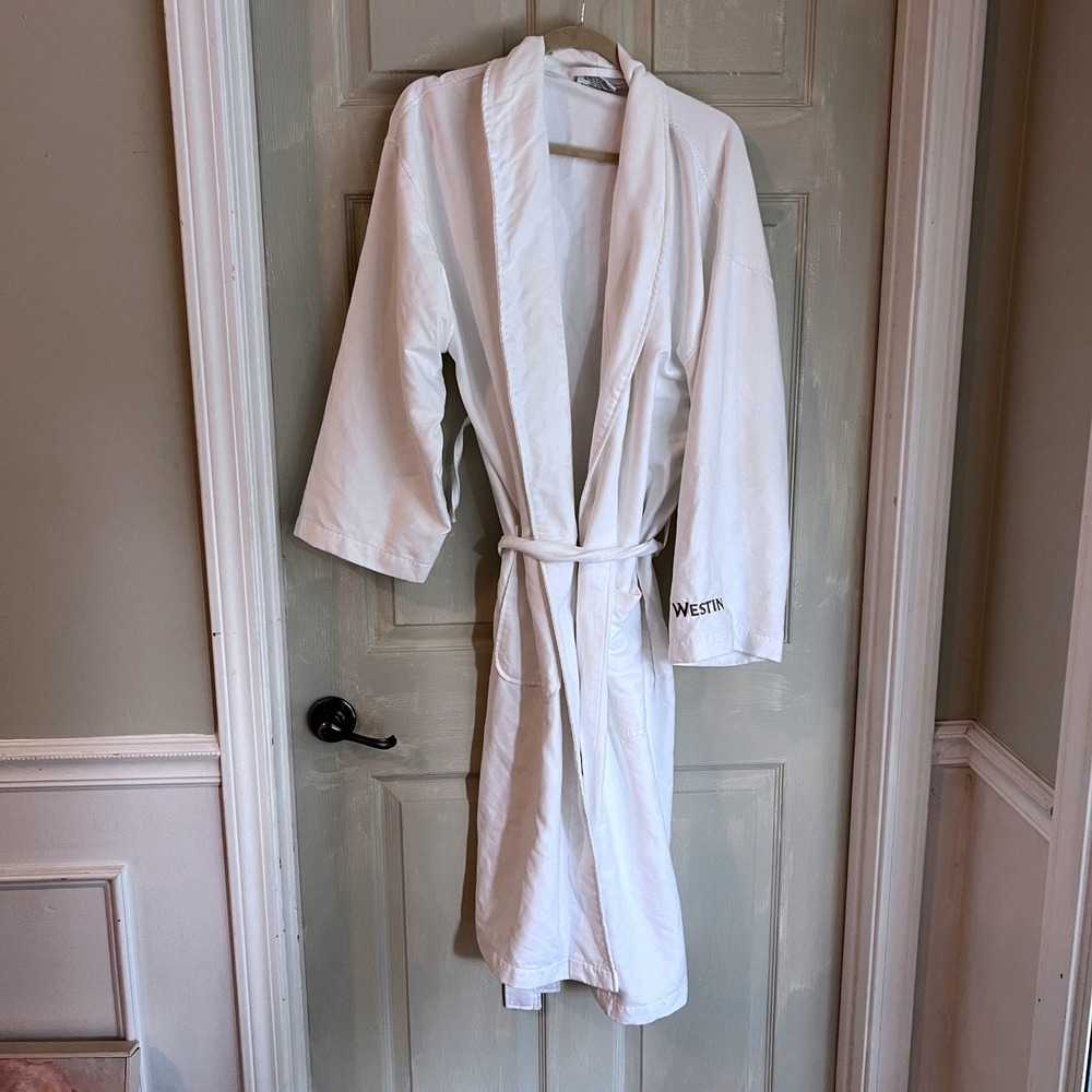 Westin Hotel Heavenly Bath Robe OSFM Unisex Belted Logo White Spa Luxury Lounge
